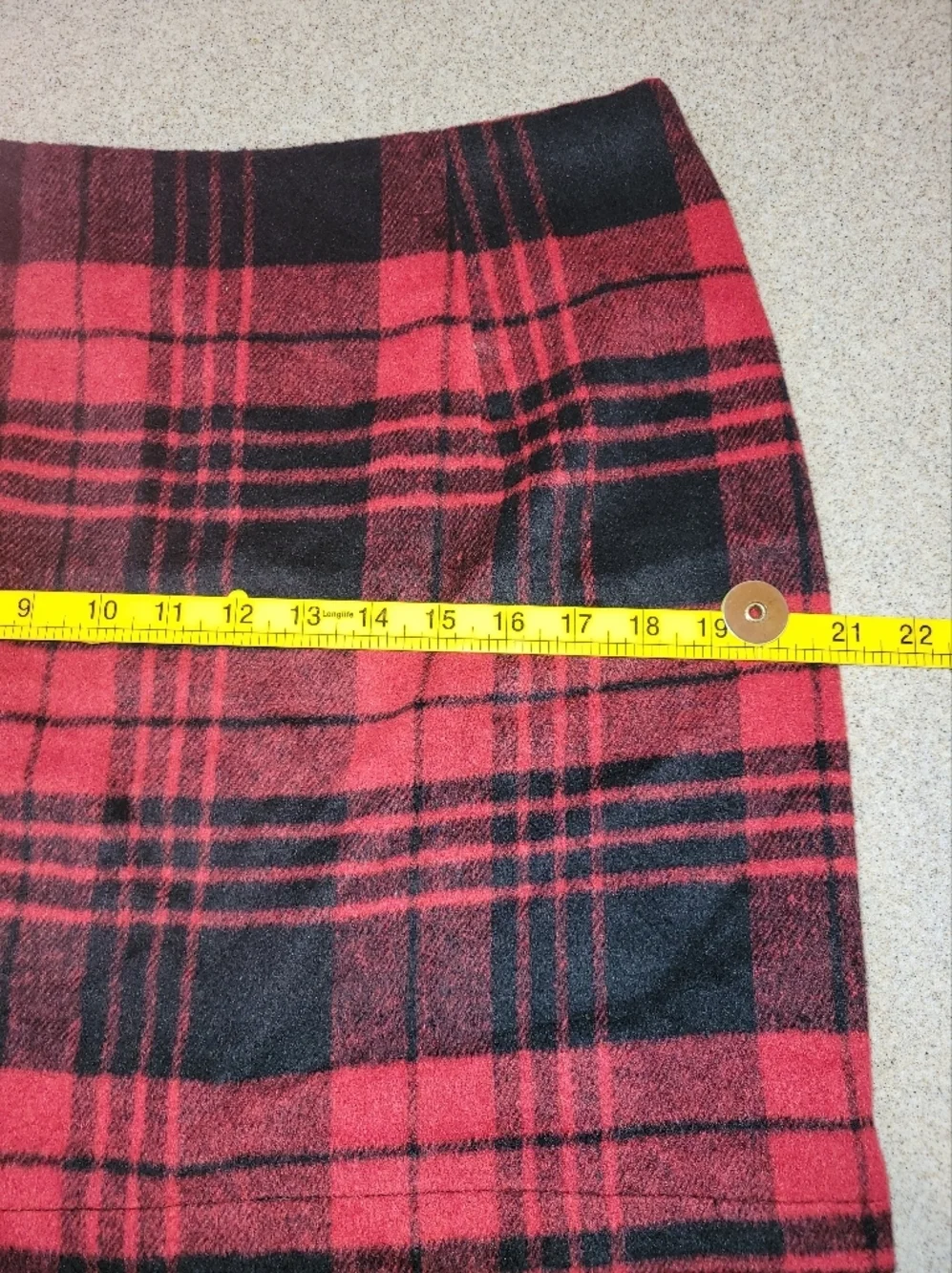 Wool Blend Classic Plaid Mini Skirt Red & Black Size Large NWT